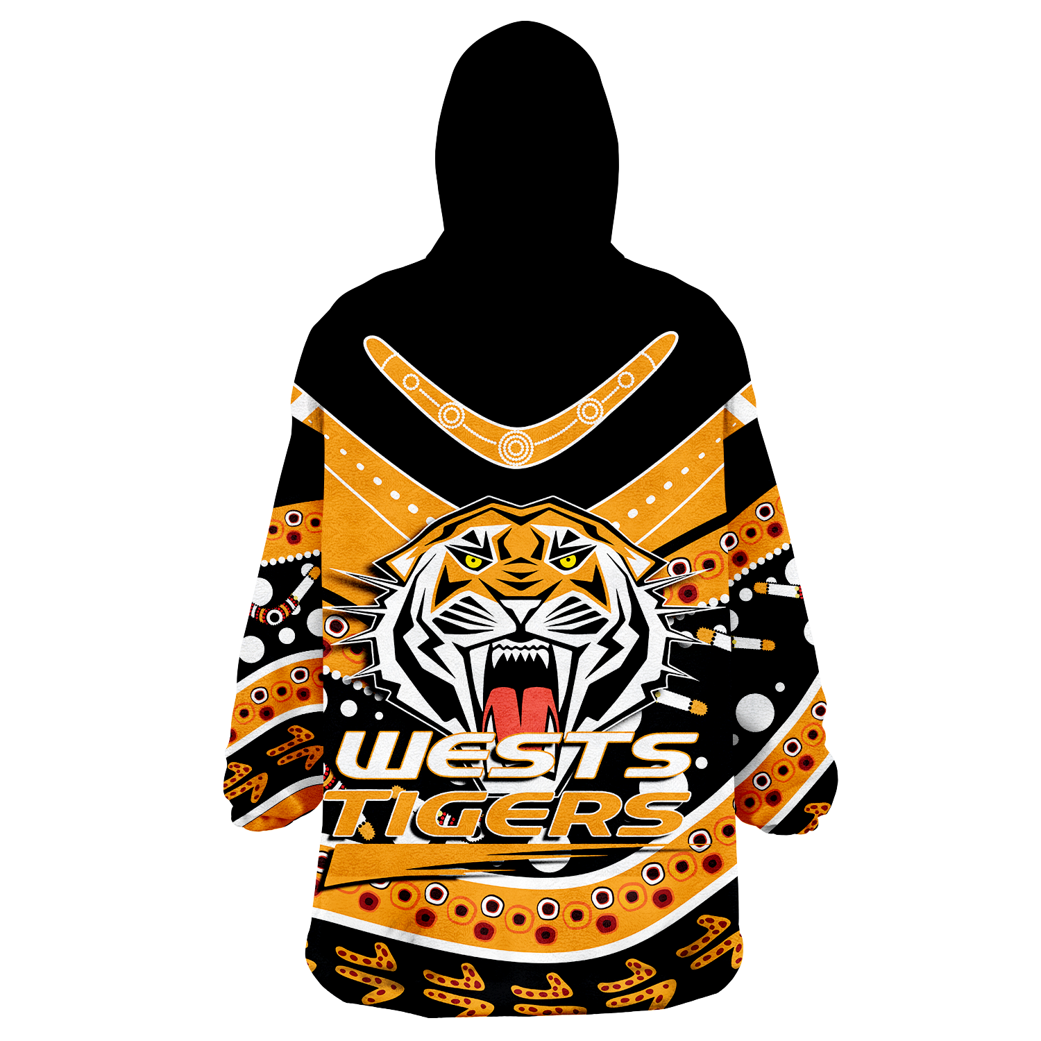 Wests Tigers Wearable Blanket Hoodie - Aboriginal Dot Painting - LT12