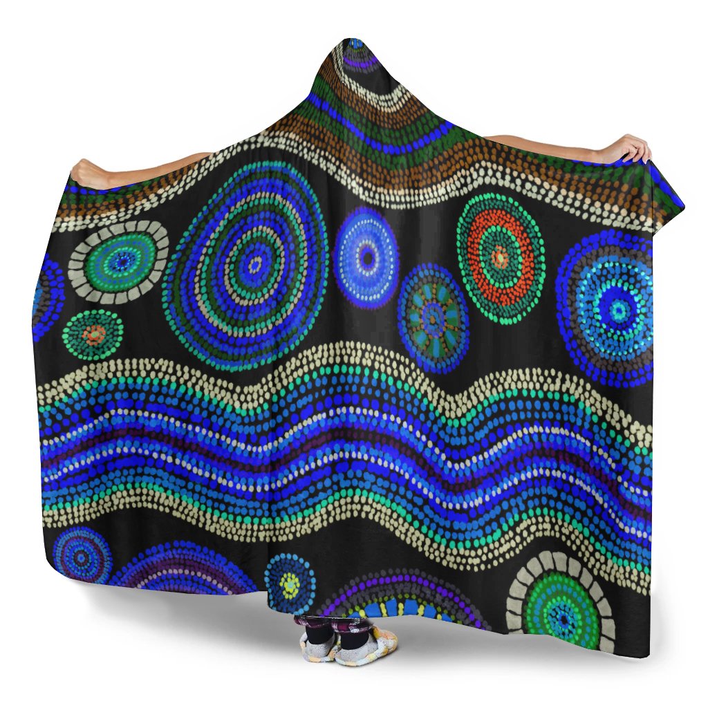 hoodie-blanket-aboriginal-dot-unique-style-blue