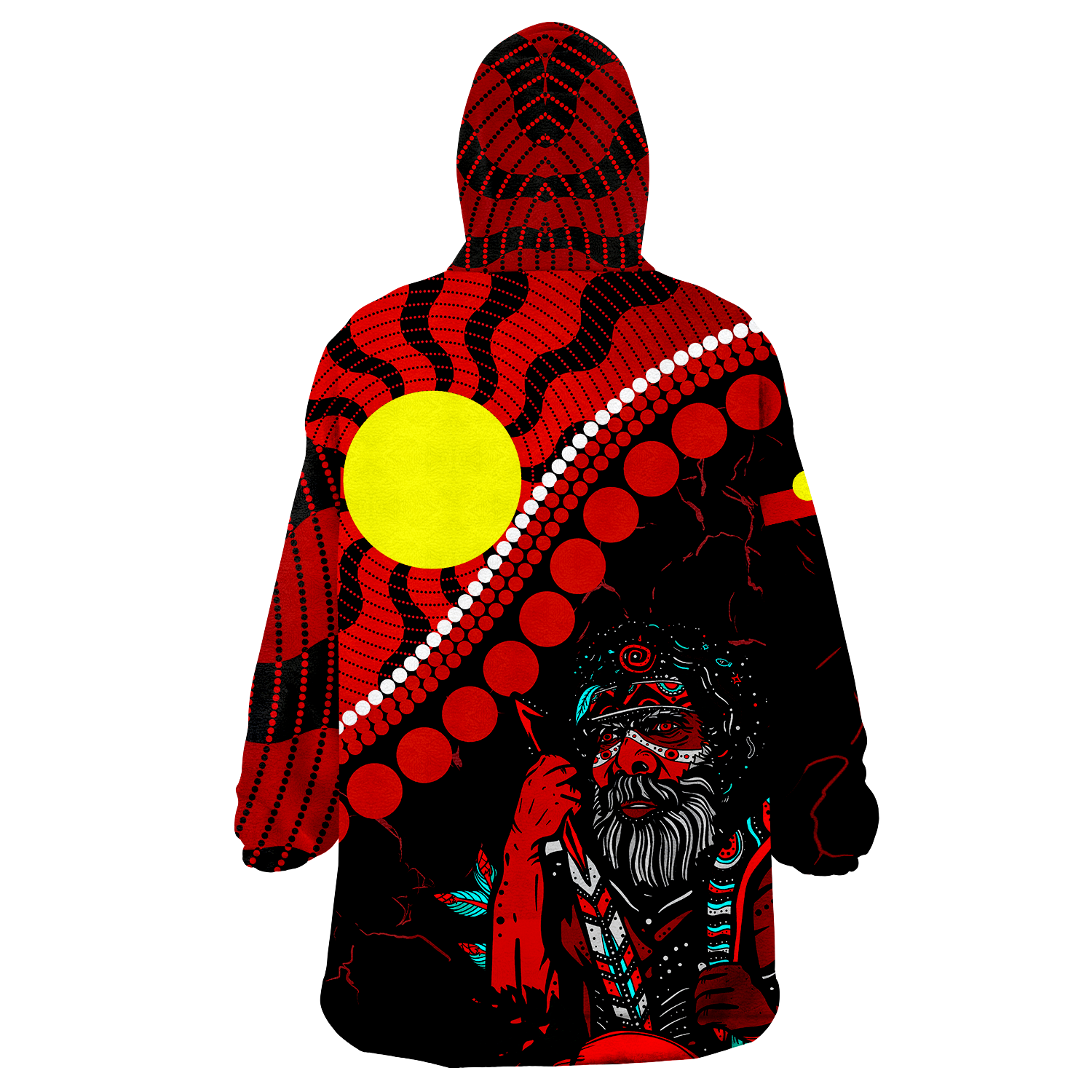 Aboriginal - Indigenous People And Sun Wearable Blanket Hoodie - LT12