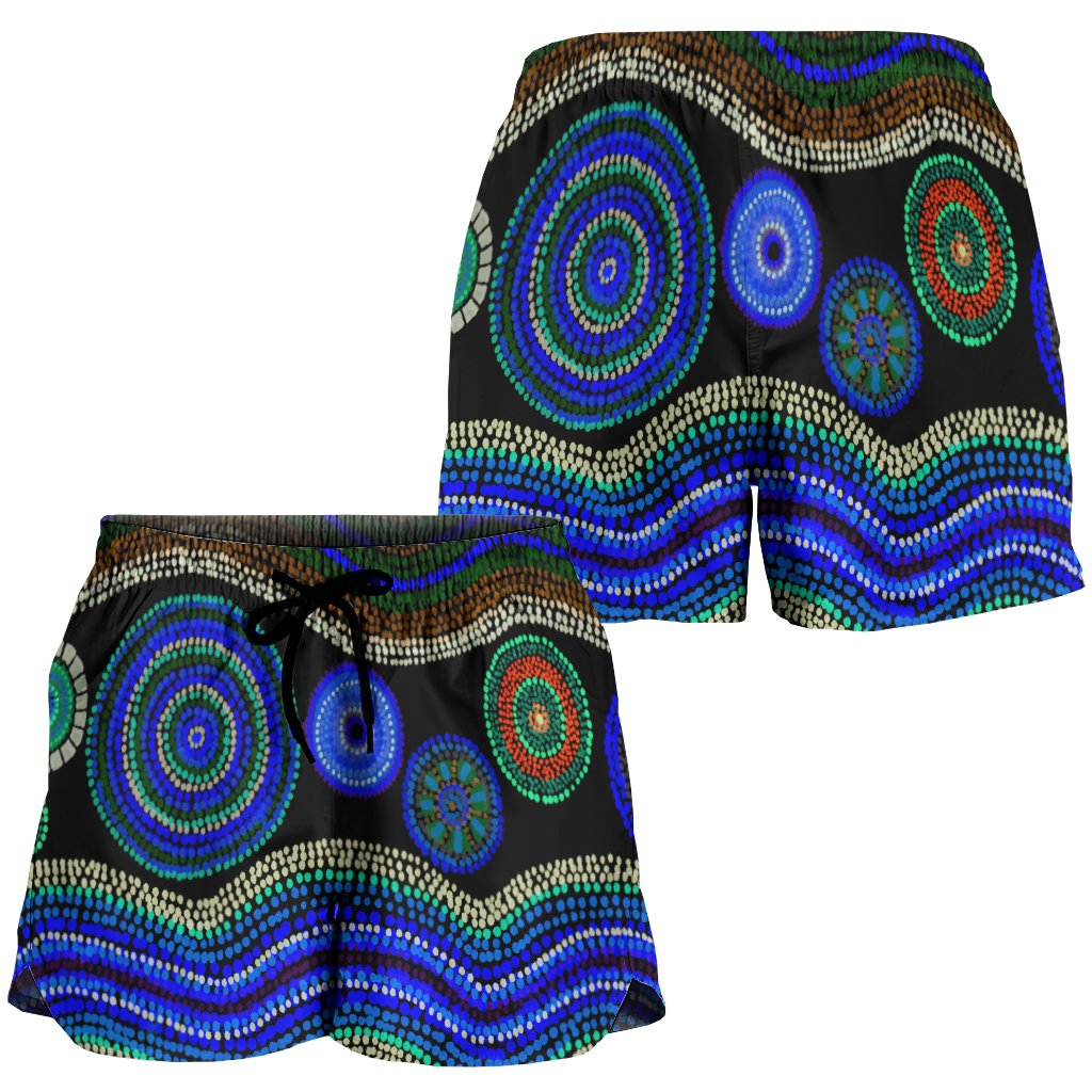 women-short-aboriginal-dot-unique-style-blue