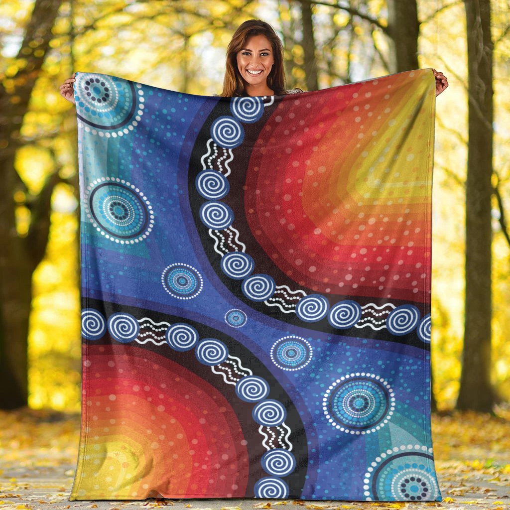premium-blanket-aboriginal-color-dot-painting
