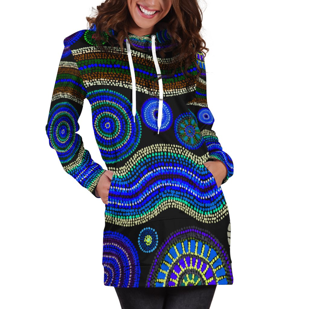 hoodie-dress-aboriginal-dot-unique-style-blue