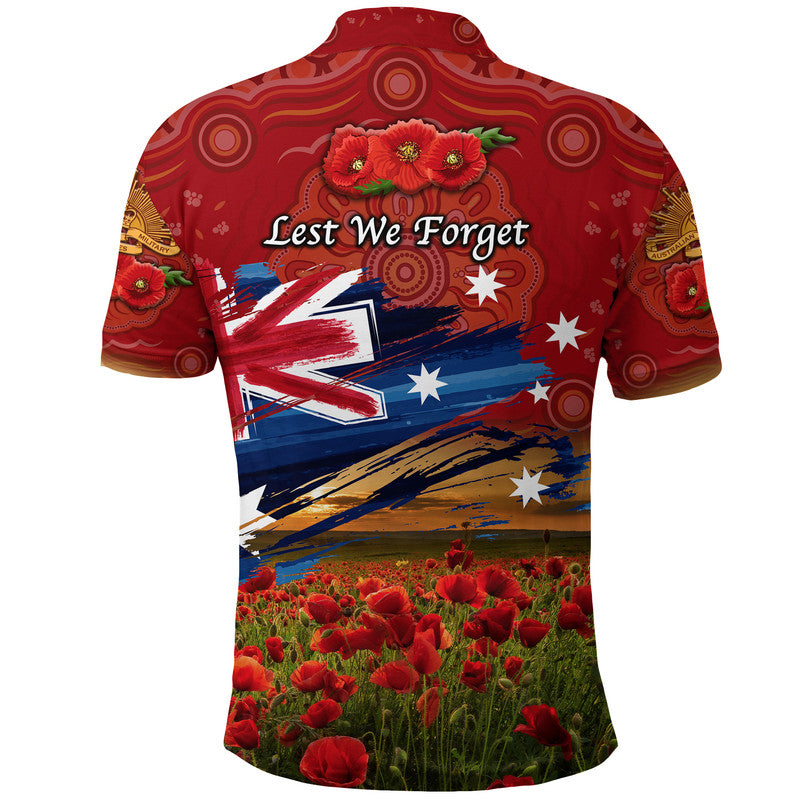 australia-aboriginal-anzac-polo-shirt-poppy-vibes-red