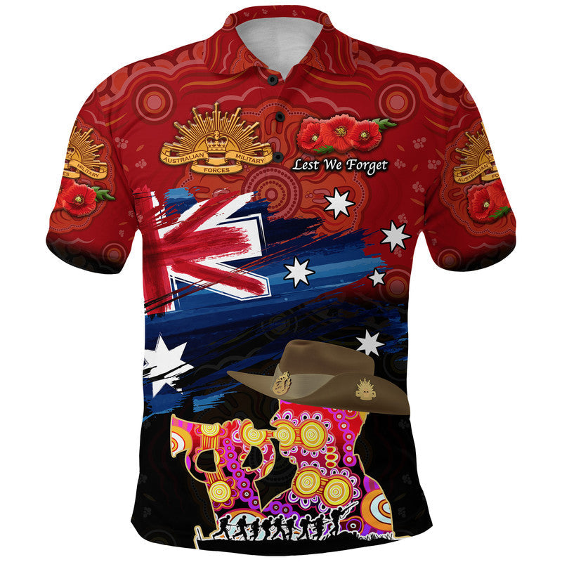 custom-personalised-australia-aboriginal-anzac-polo-shirt-remembrance-vibes-red