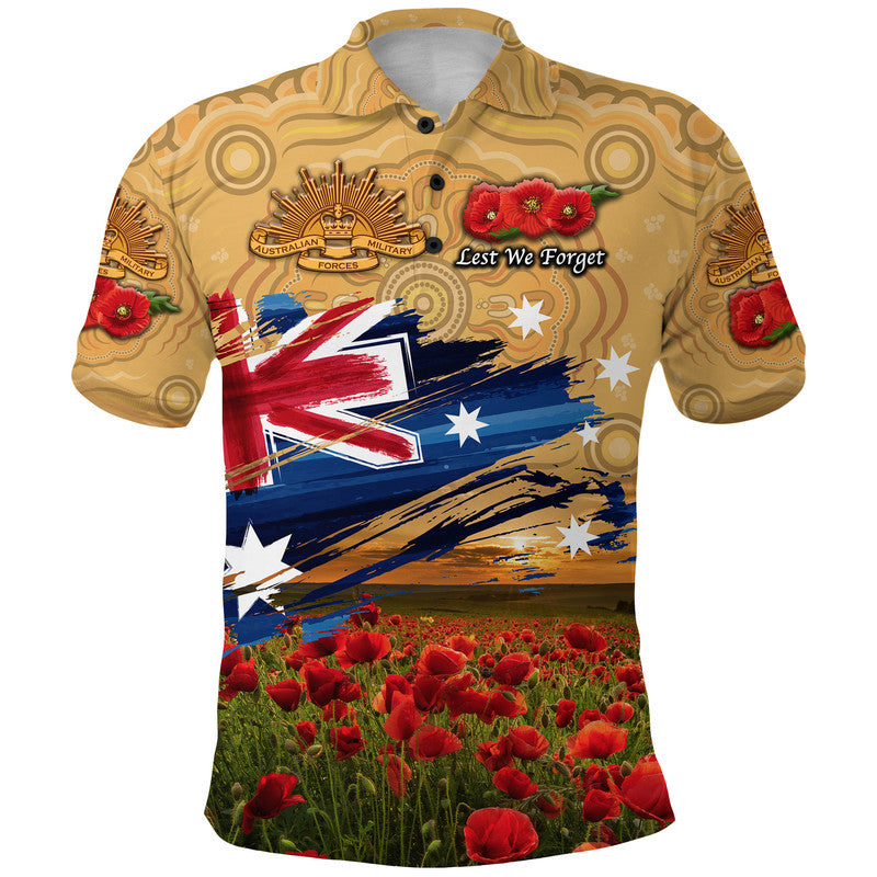 australia-aboriginal-anzac-polo-shirt-poppy-vibes-gold