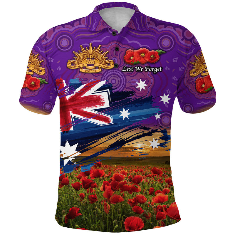 australia-aboriginal-anzac-polo-shirt-poppy-vibes-purple