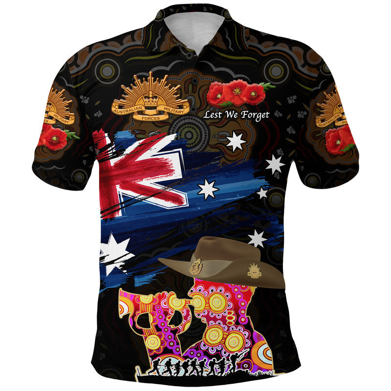 custom-personalised-australia-aboriginal-anzac-polo-shirt-remembrance-vibes-black