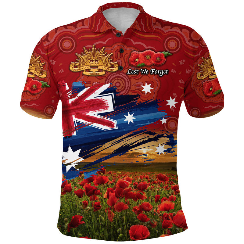 australia-aboriginal-anzac-polo-shirt-poppy-vibes-red