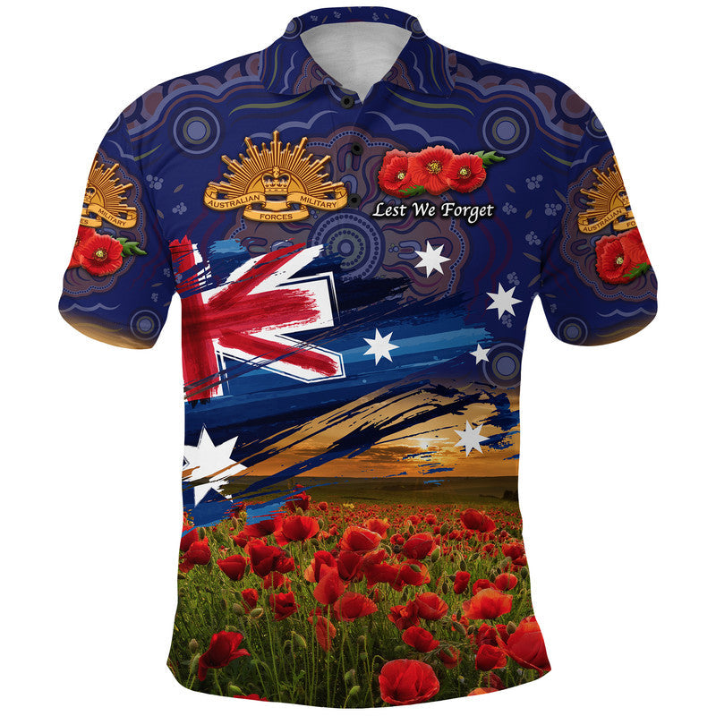 custom-personalised-australia-aboriginal-anzac-polo-shirt-poppy-vibes-navy