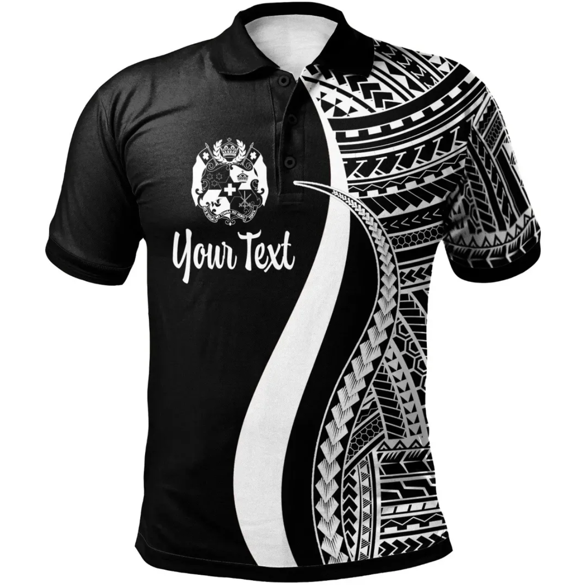vibe-hoodie-tonga-custom-text-polo-shirt-white-polynesian-tentacle-tribal-pattern