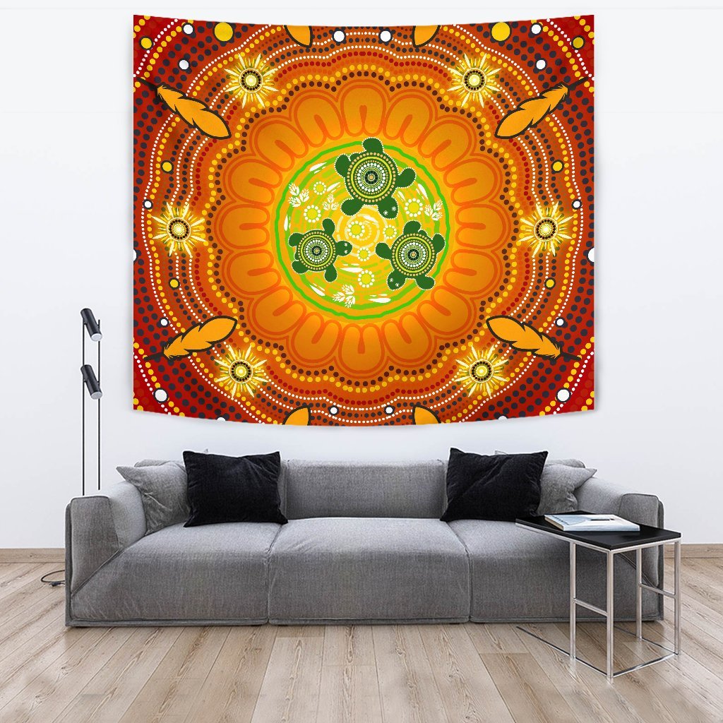 aboriginal-tapestry-turtle-circle-dot-painting-art