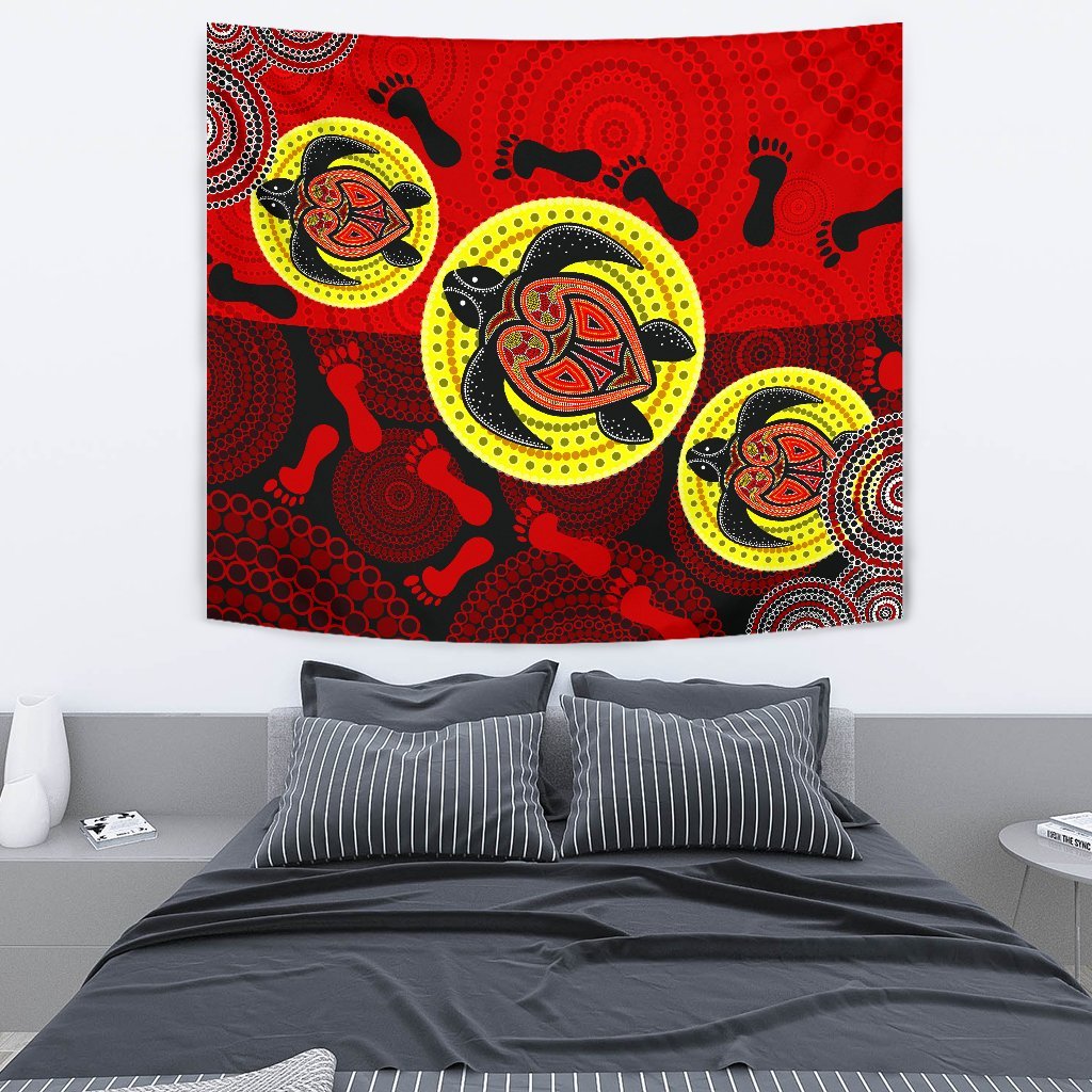 aboriginal-tapestry-turtle-footprint-circle-dot-painting