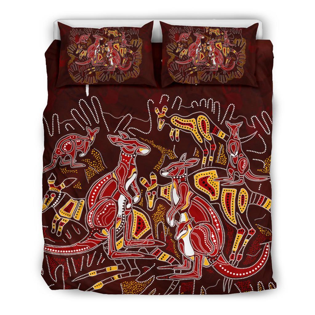 custom-aboriginal-bedding-set-kangaroo-family-with-hand-art