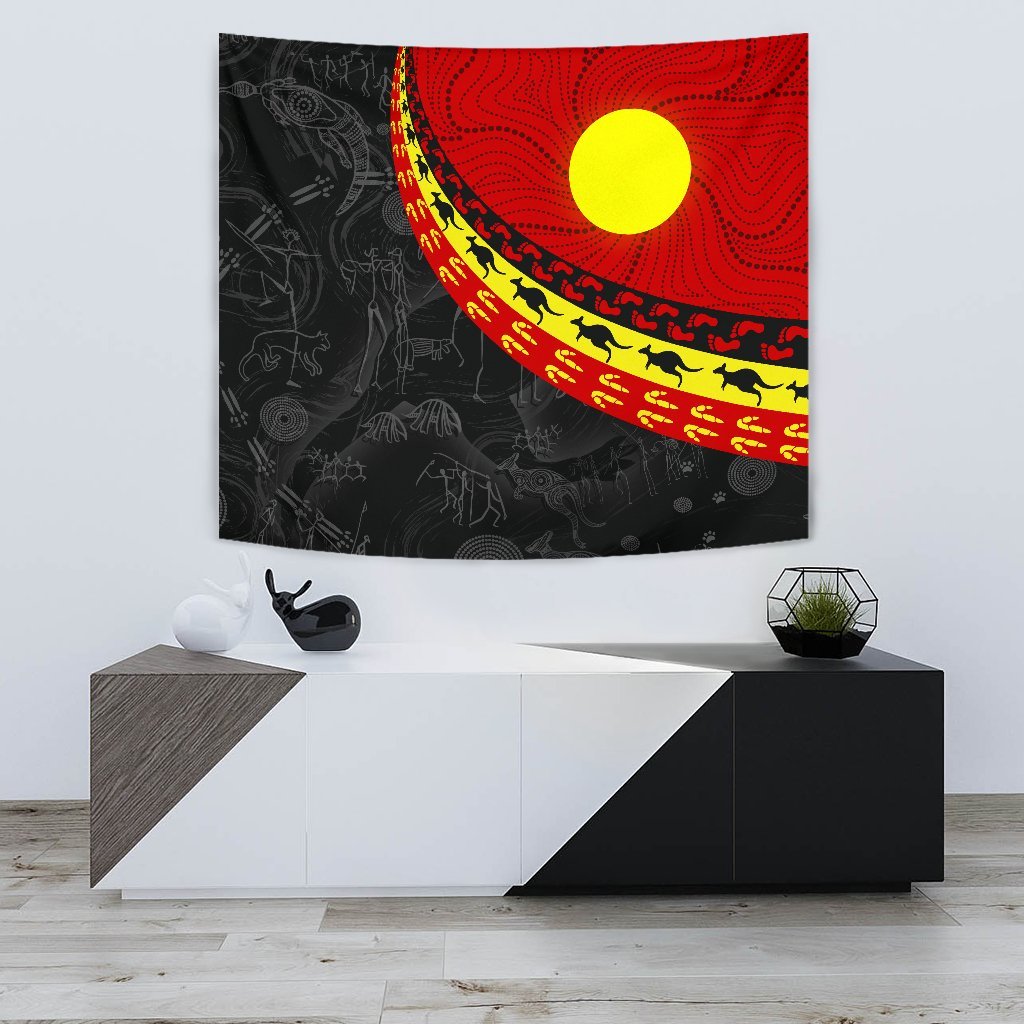 aboriginal-tapestry-indigenous-flag-circle-dot-painting