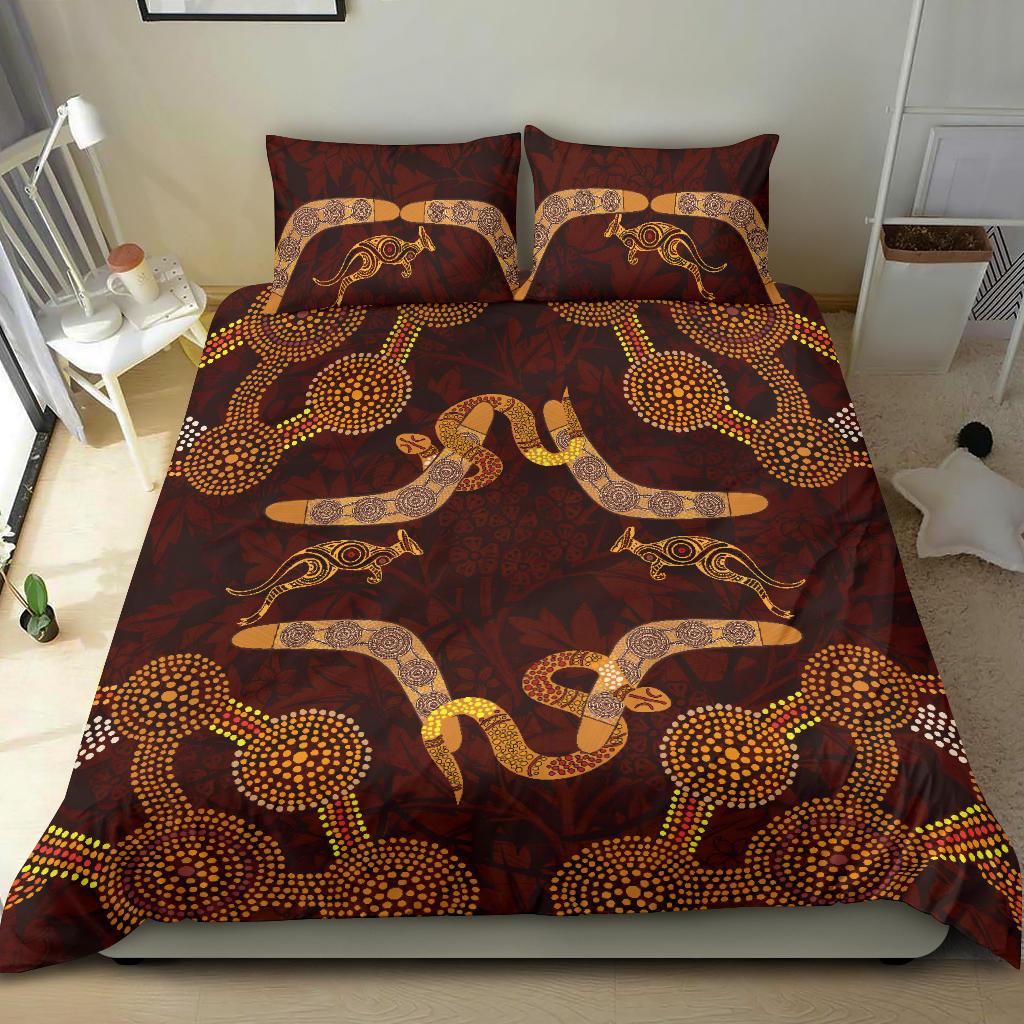 aboriginal-bedding-set-kangaroo-snake-and-boomerang-painting-art