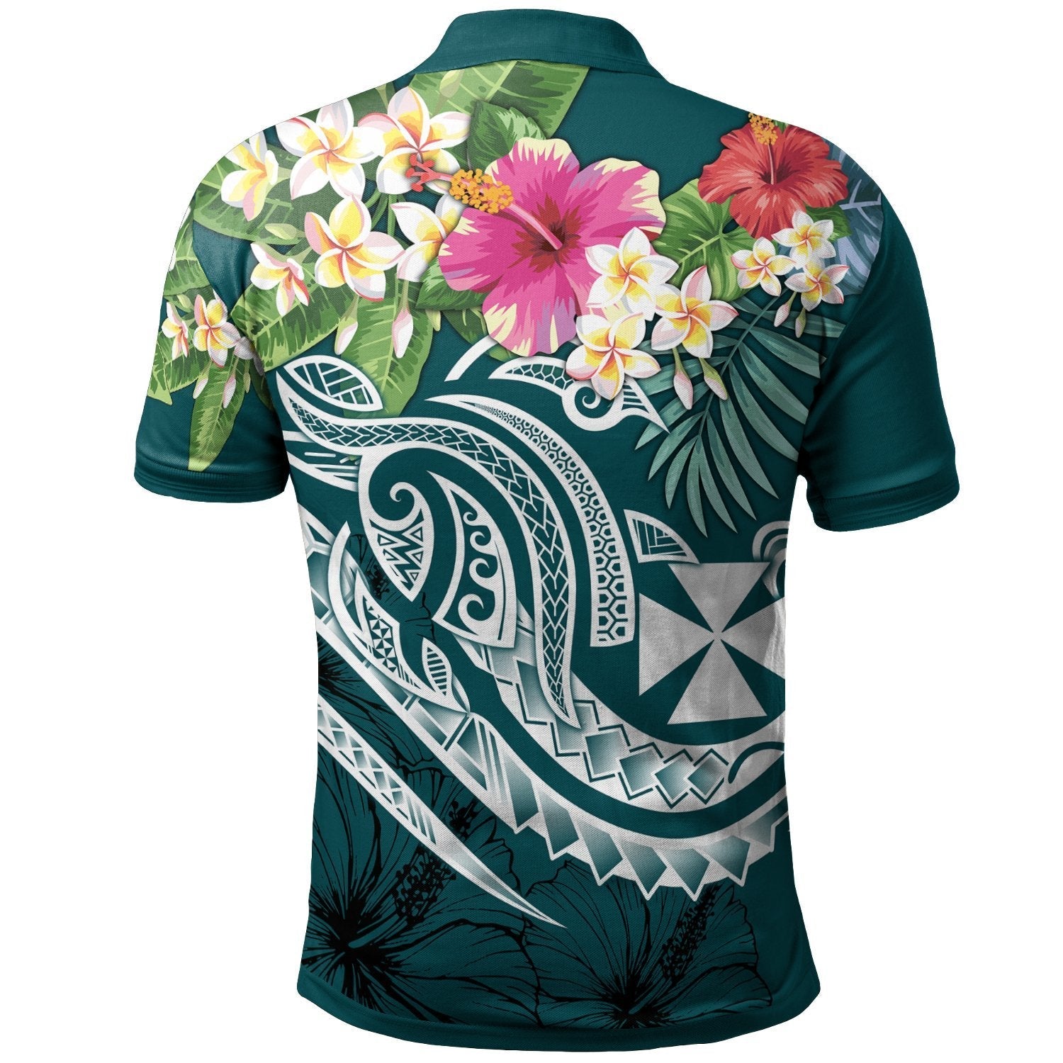 wallis-and-futuna-polynesian-polo-shirt-summer-plumeria-turquoise
