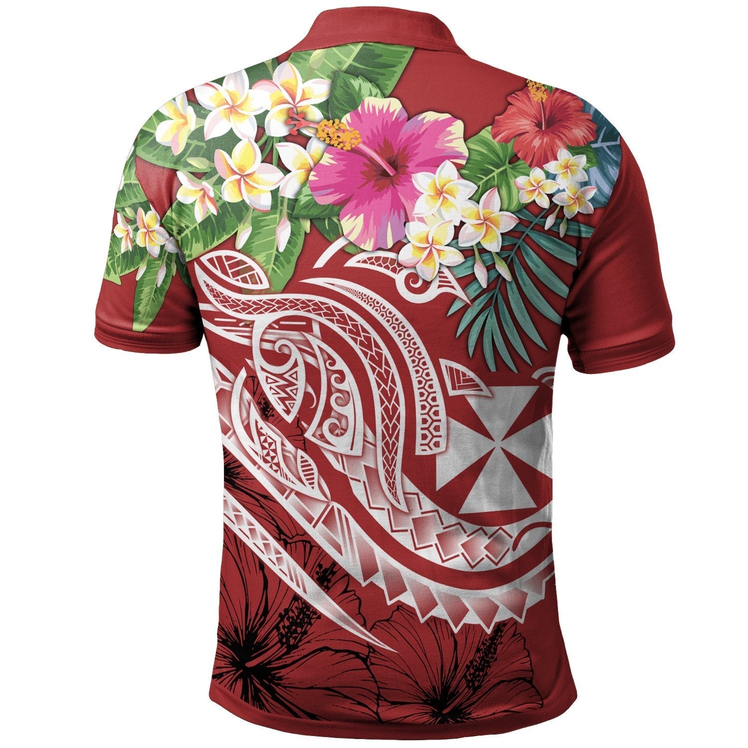 wallis-and-futuna-polynesian-polo-shirt-summer-plumeria-red
