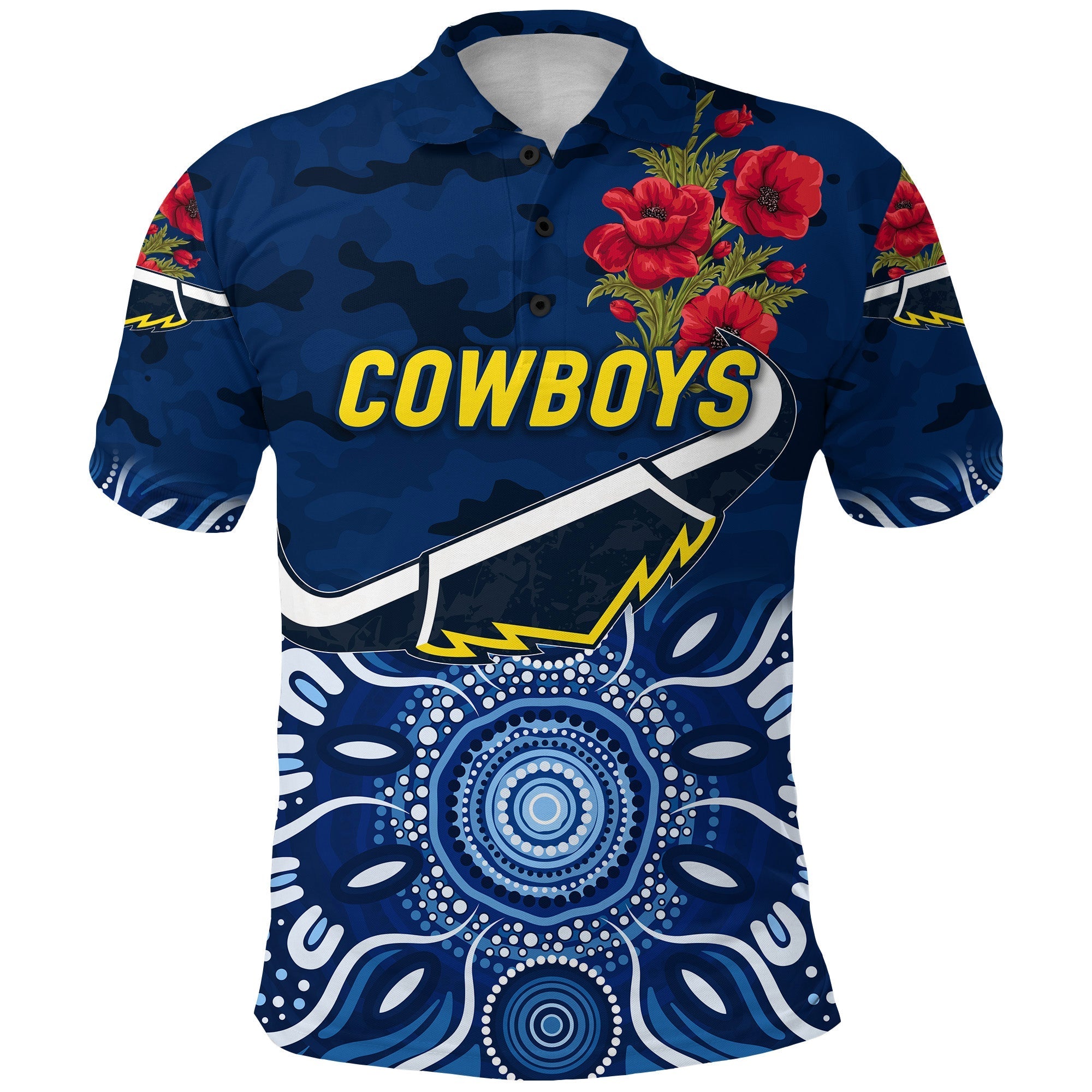 custom-personalised-north-queensland-cowboys-anzac-2022-polo-shirt-indigenous-vibes-blue