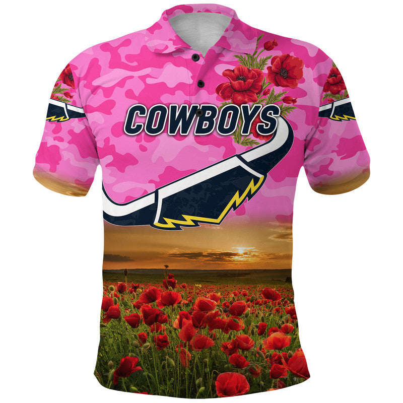 custom-personalised-north-queensland-cowboys-anzac-2022-polo-shirt-poppy-flowers-vibes-pink