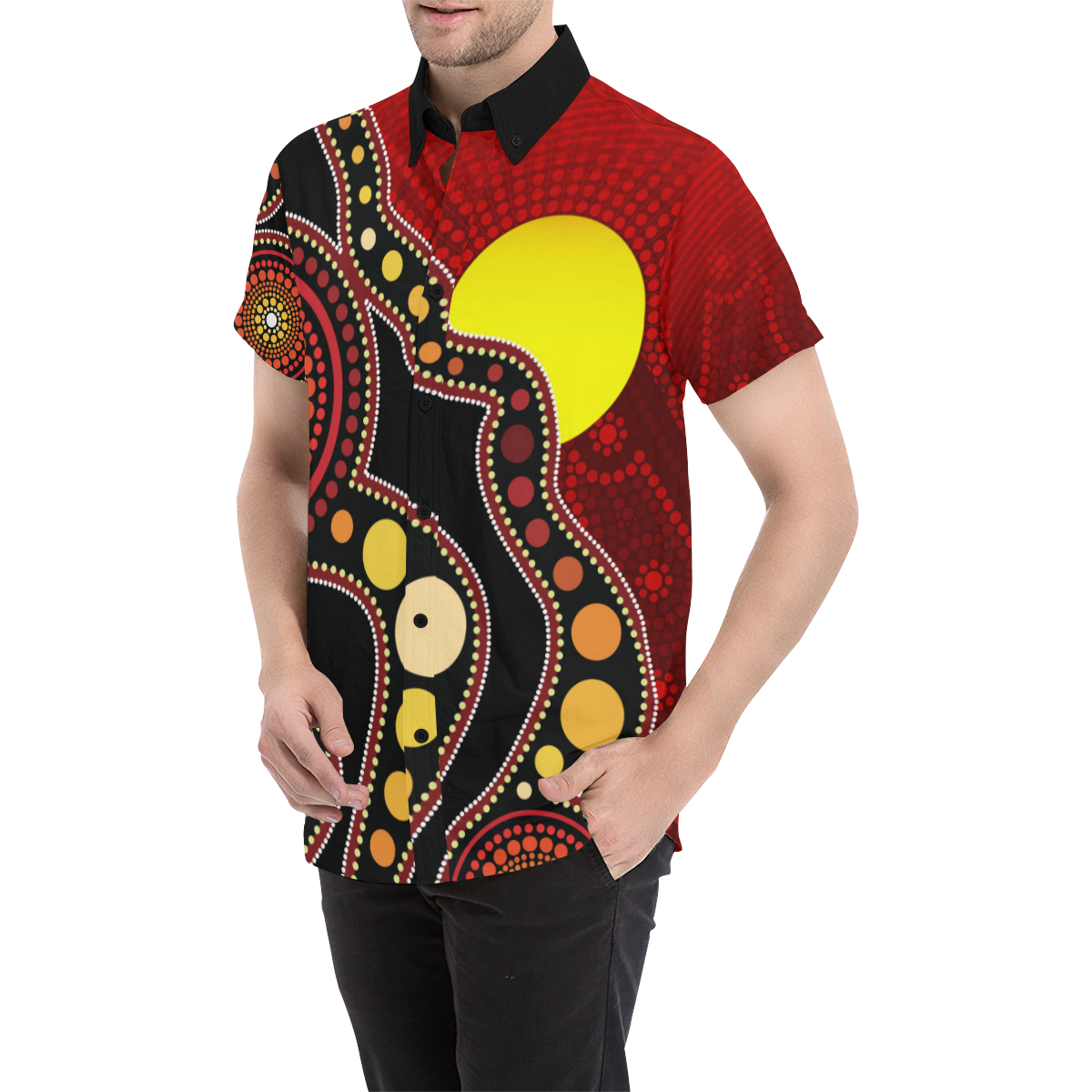 aboriginal-short-sleeve-shirt-australia-aboriginal-lives-matter-flag-circle-dot-painting-art-shirt