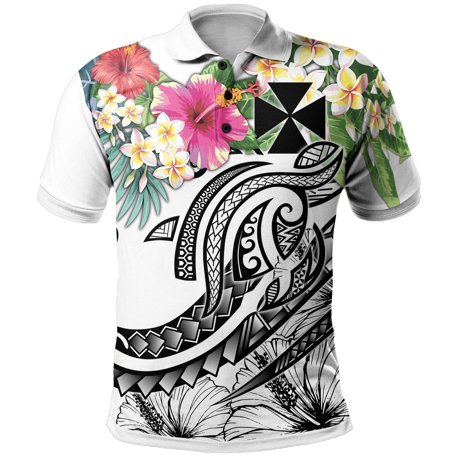 wallis-and-futuna-polynesian-polo-shirt-summer-plumeria-white