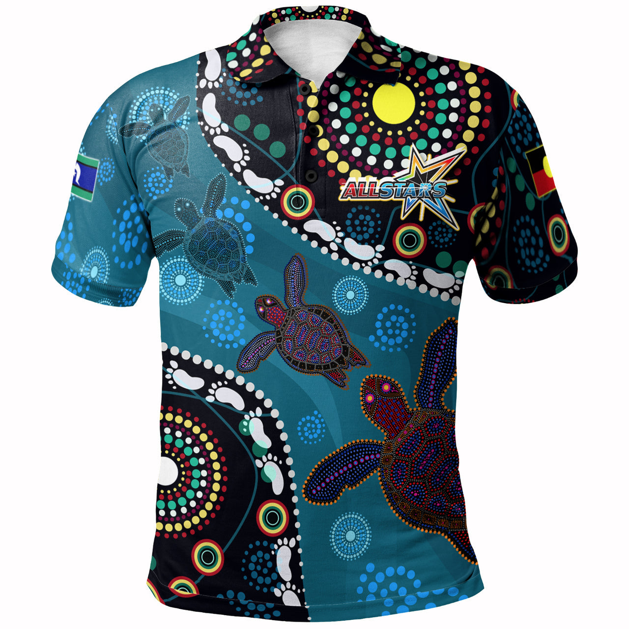indigenous-all-stars-rugby-custom-polo-shirt-dreamtime-turtle-with-aboriginal-and-torres-strait-islanders-flag-rlt13