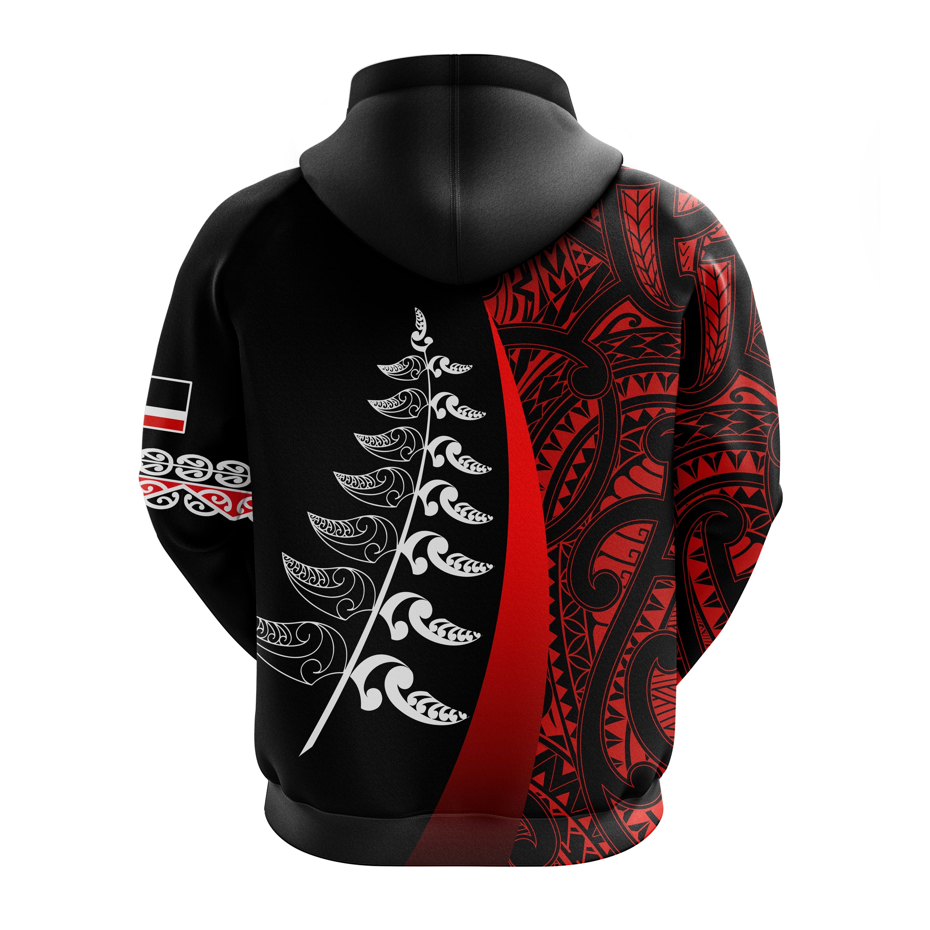 custom-personalised-waitangi-day-hoodie-maori-mix-fern-style-red-lt13
