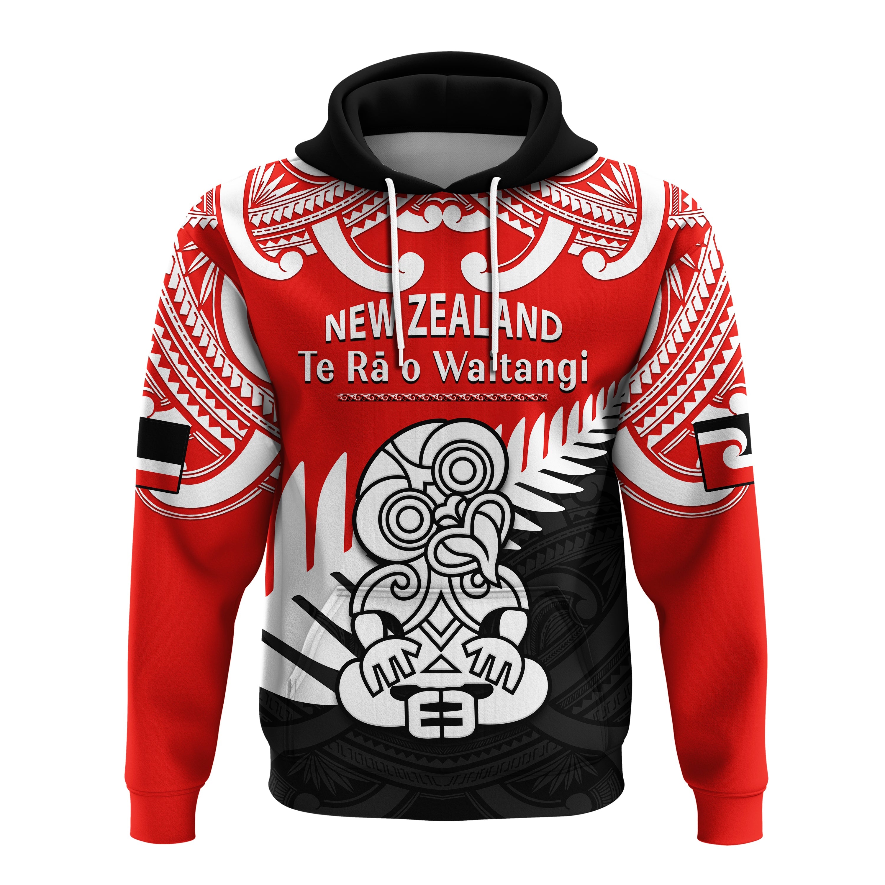 custom-personalised-waitangi-day-hoodie-tino-rangatiratanga-flag-with-tiki-maori-fern