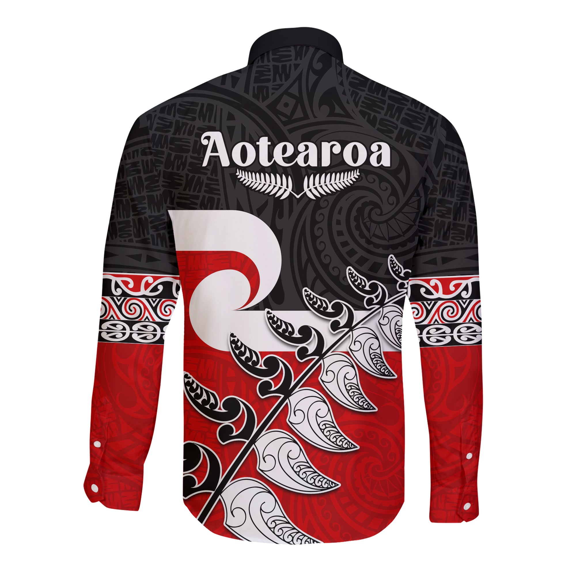 custom-personalised-waitangi-long-sleeve-button-shirt-aotearoa-maori-pattern-mix-fern-and-manaia-koru-lt13