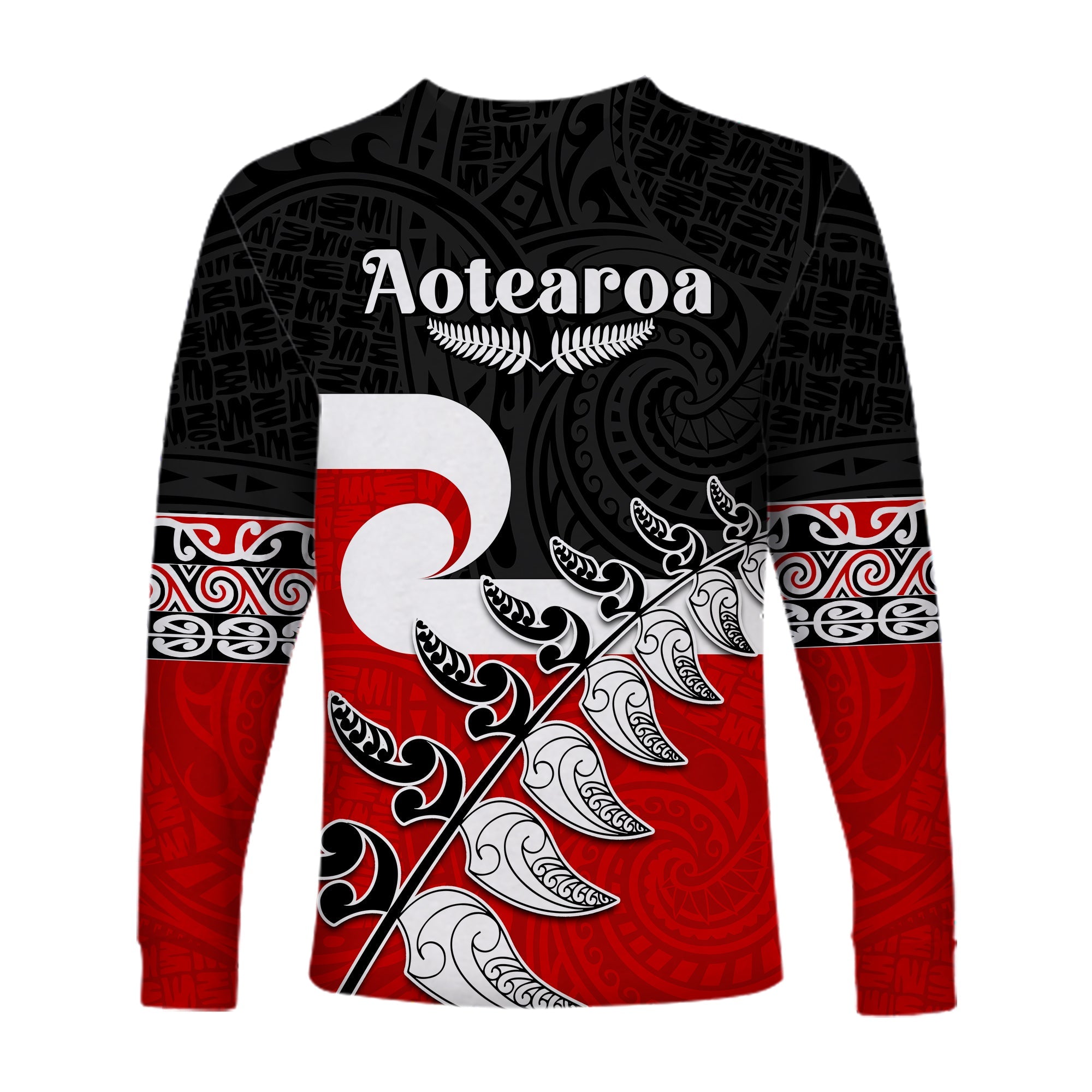 custom-personalised-waitangi-long-sleeve-shirt-aotearoa-maori-pattern-mix-fern-and-manaia-koru-lt13