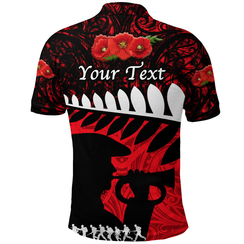 custom-personalised-new-zealand-maori-anzac-polo-shirt-remembrance-soldier-red