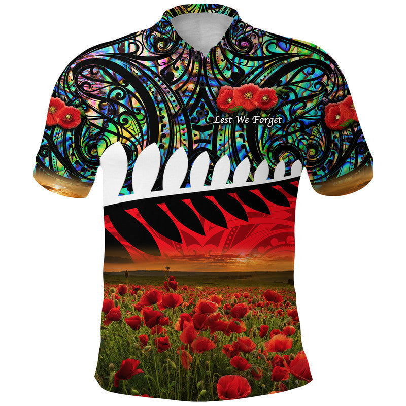new-zealand-maori-anzac-polo-shirt-poppy-vibes-paua-shell