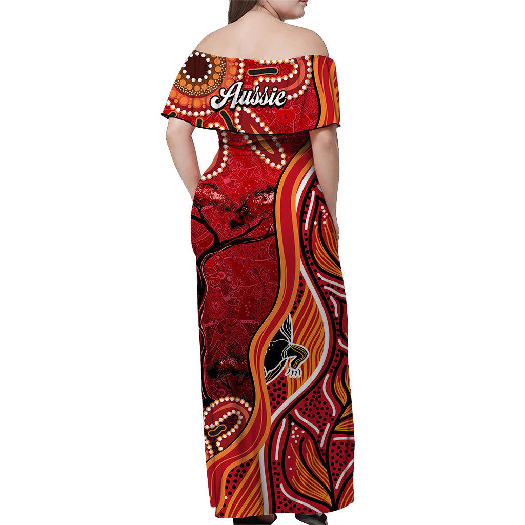 australian-aboriginal-art-off-shoulder-long-dress-aussie-animal-red-version-lt14