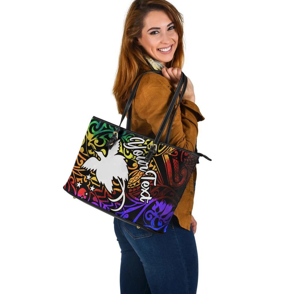 papua-new-guinea-custom-personalised-leather-tote-bag-rainbow-polynesian-pattern