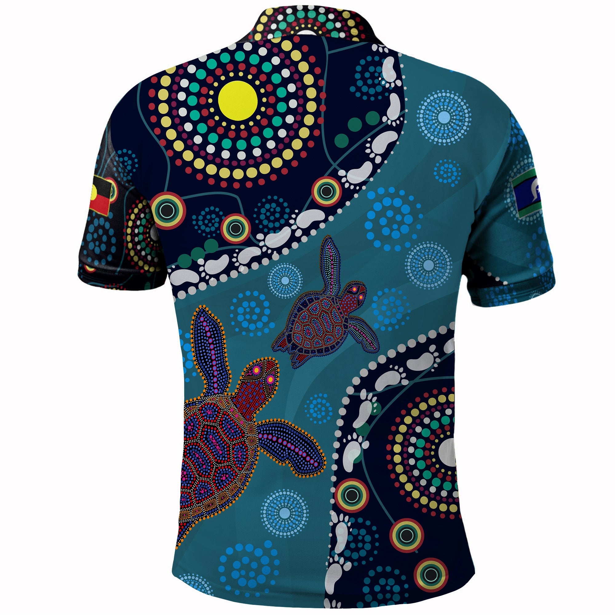Indigenous Polo shirt - Dreamtime Turtle With Aboriginal and Torres Strait Islanders Flag RLT13