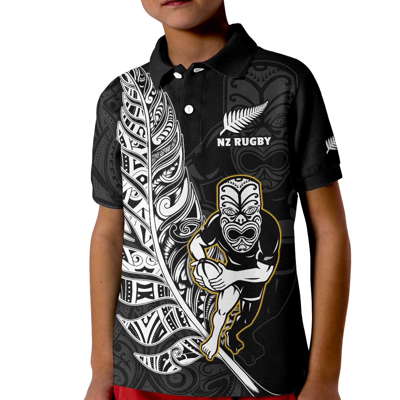 custom-text-and-number-new-zealand-silver-fern-rugby-polo-shirt-all-black-maori-version-black