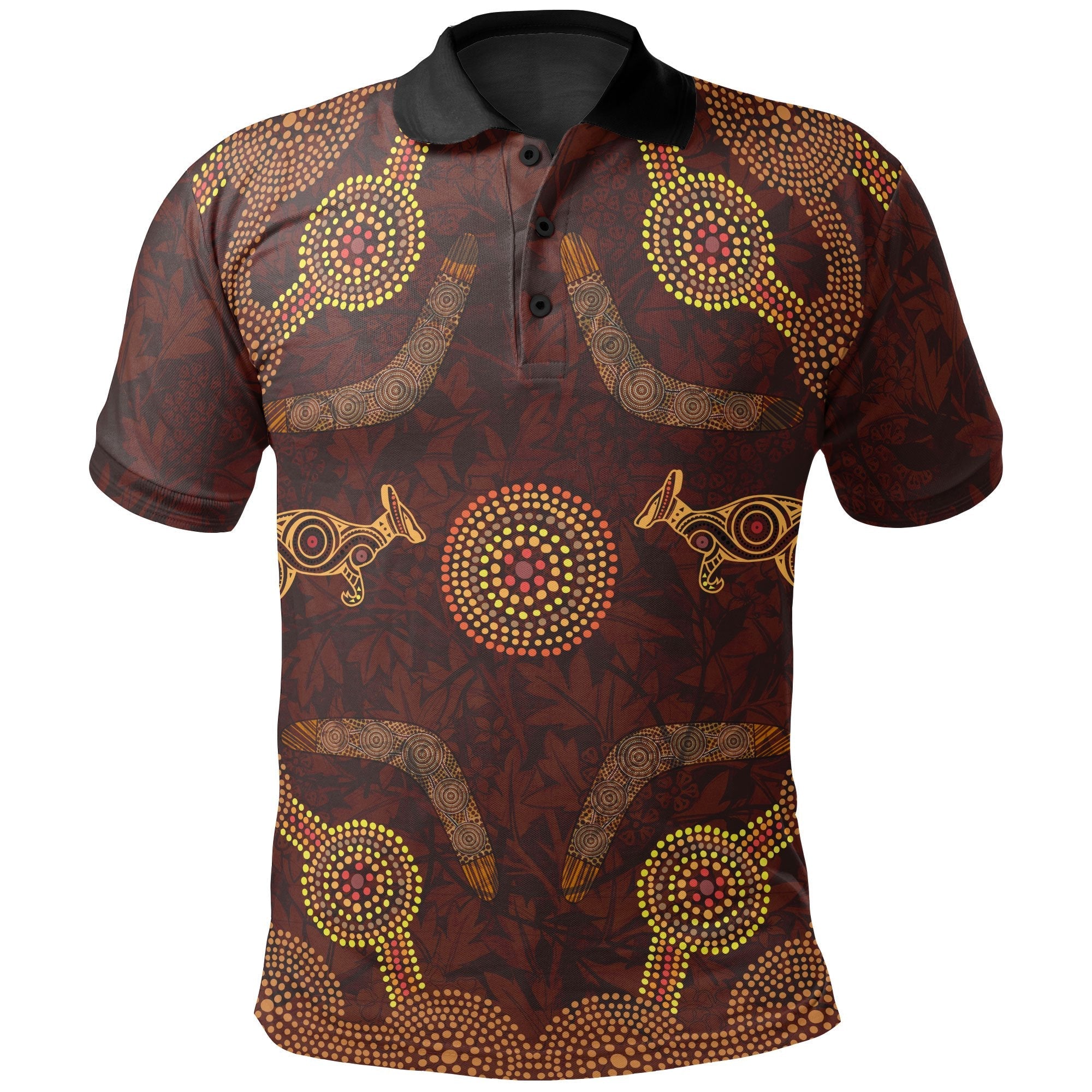polo-shirt-aboriginal-dot-pattern-boomerang-kangaroo