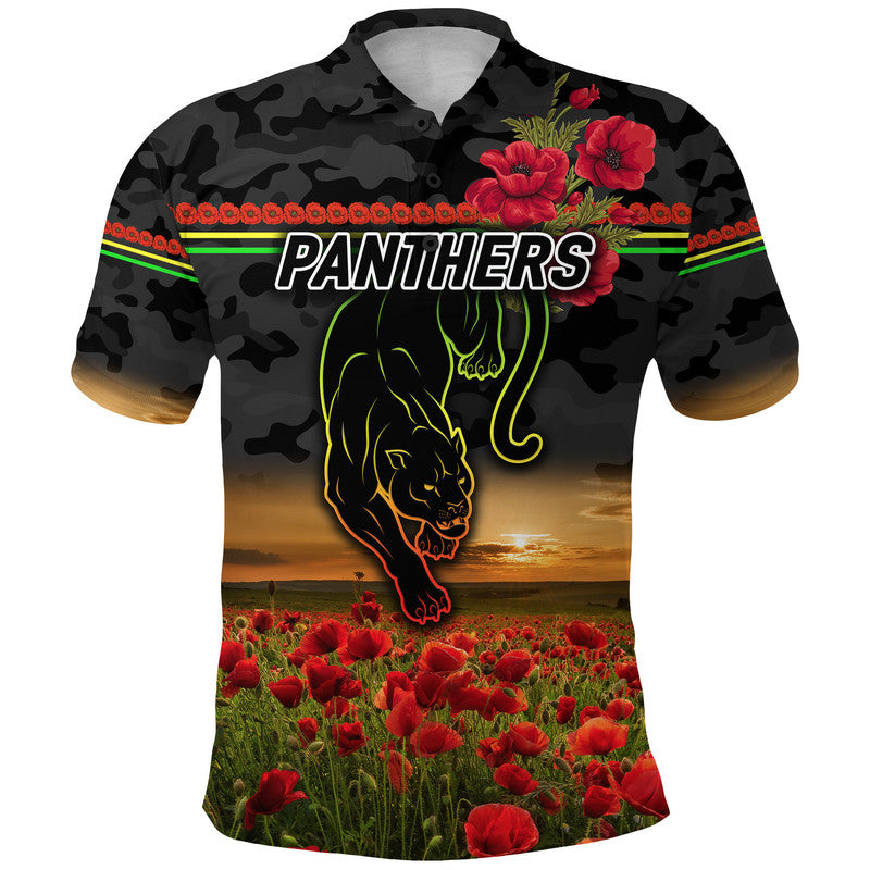 custom-personalised-penrith-panthers-anzac-2022-polo-shirt-poppy-flowers-vibes-black