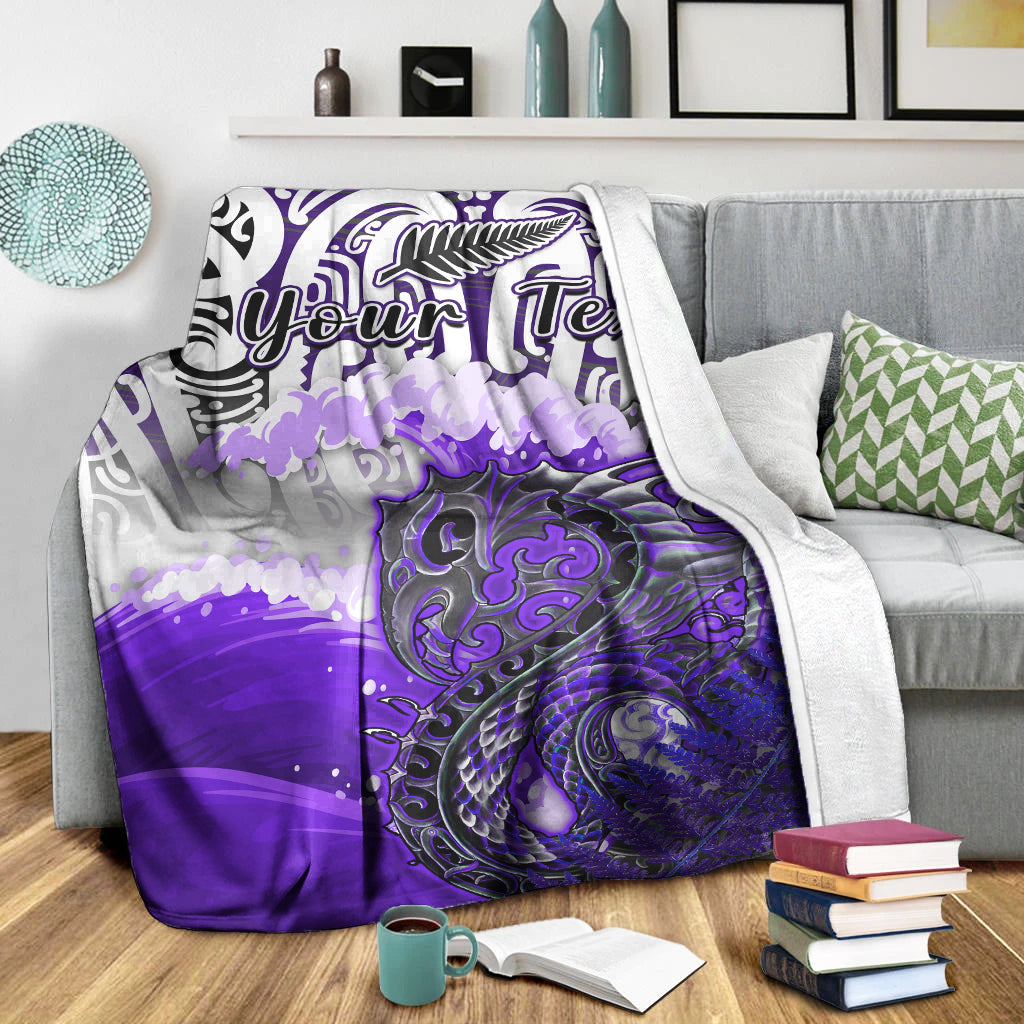 custom-personalised-manaia-maori-premium-blanket-fern-aotearoa-purple-waves