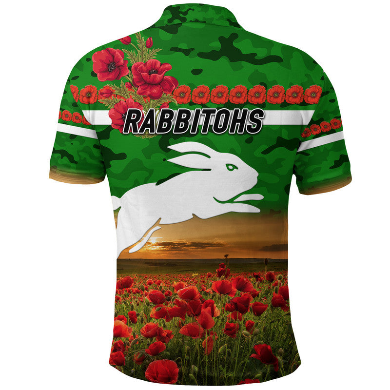 south-sydney-rabbitohs-anzac-2022-polo-shirt-poppy-flowers-vibes-green