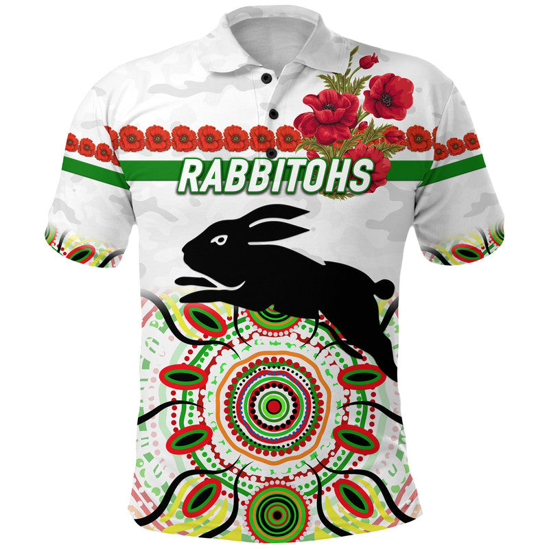 custom-personalised-south-sydney-rabbitohs-anzac-2022-polo-shirt-indigenous-vibes-white