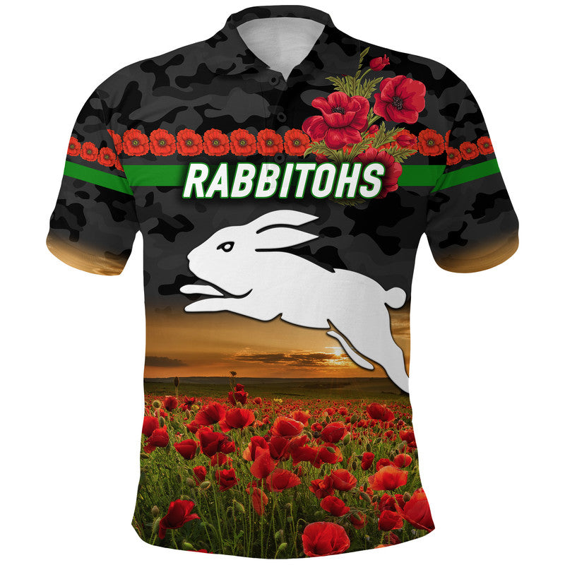 custom-personalised-south-sydney-rabbitohs-anzac-2022-polo-shirt-poppy-flowers-vibes-black