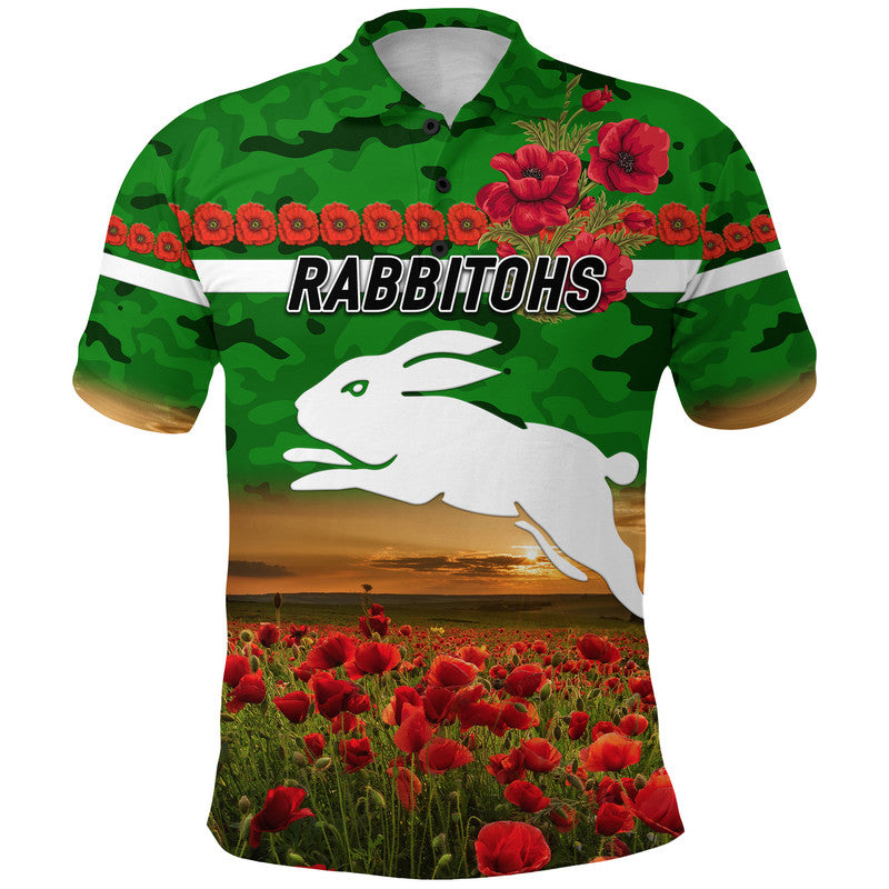 south-sydney-rabbitohs-anzac-2022-polo-shirt-poppy-flowers-vibes-green