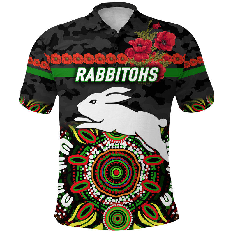 custom-personalised-south-sydney-rabbitohs-anzac-2022-polo-shirt-indigenous-vibes-black