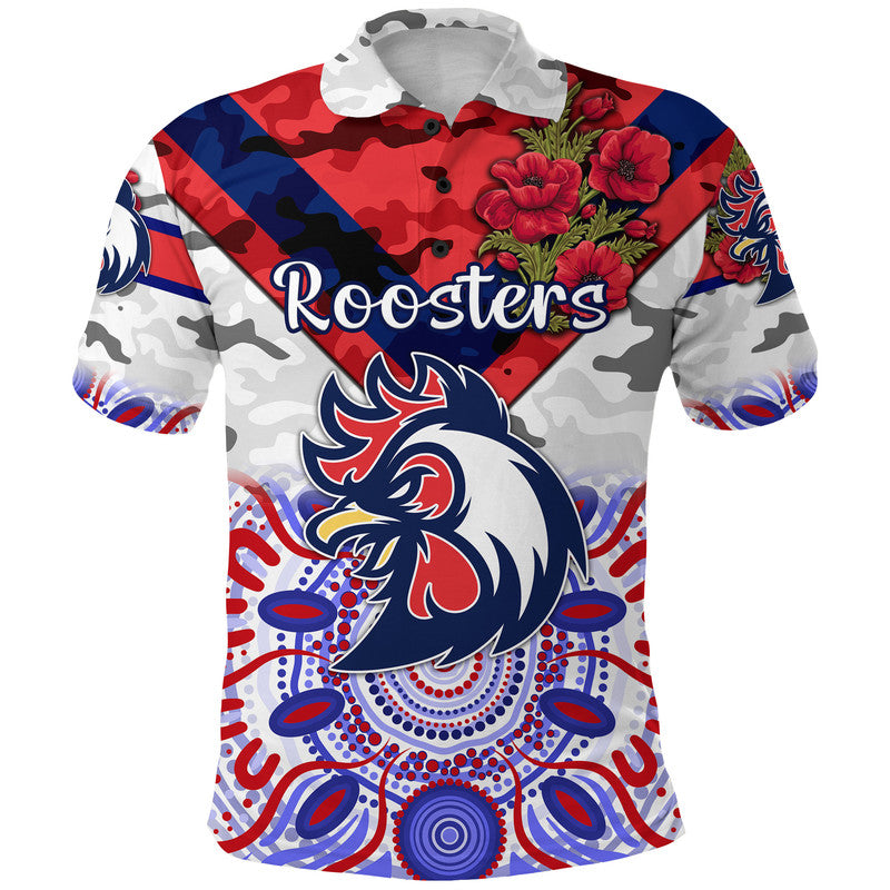 custom-personalised-sydney-roosters-anzac-2022-polo-shirt-indigenous-vibes-white