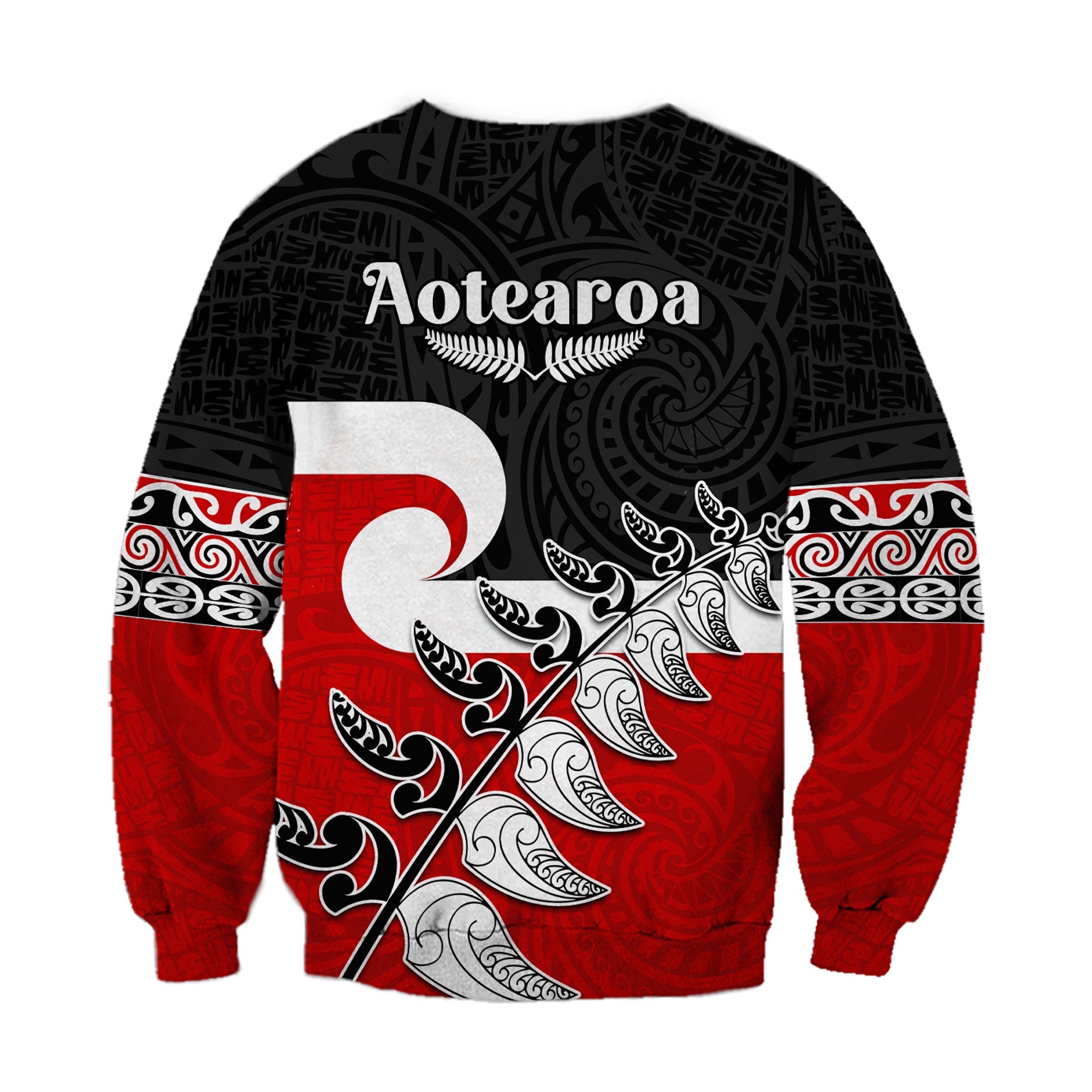 custom-personalised-waitangi-sweatshirt-aotearoa-maori-pattern-mix-fern-and-manaia-koru-lt13
