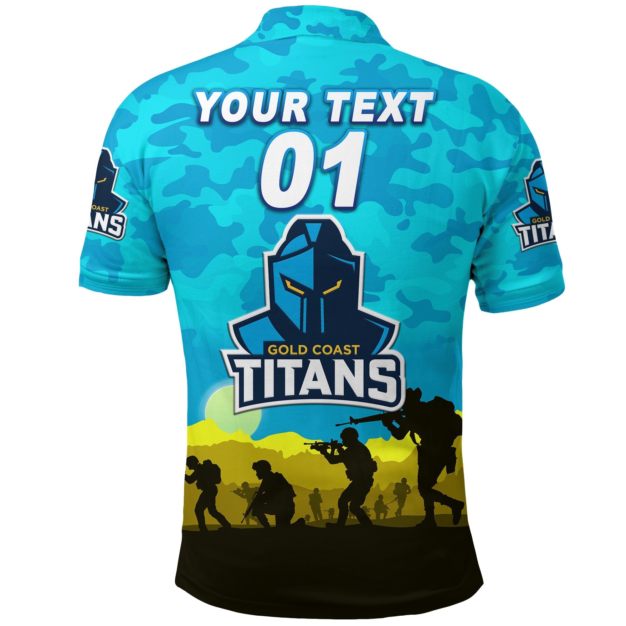 custom-personalised-gold-coast-titans-anzac-2022-polo-shirt-simple-style