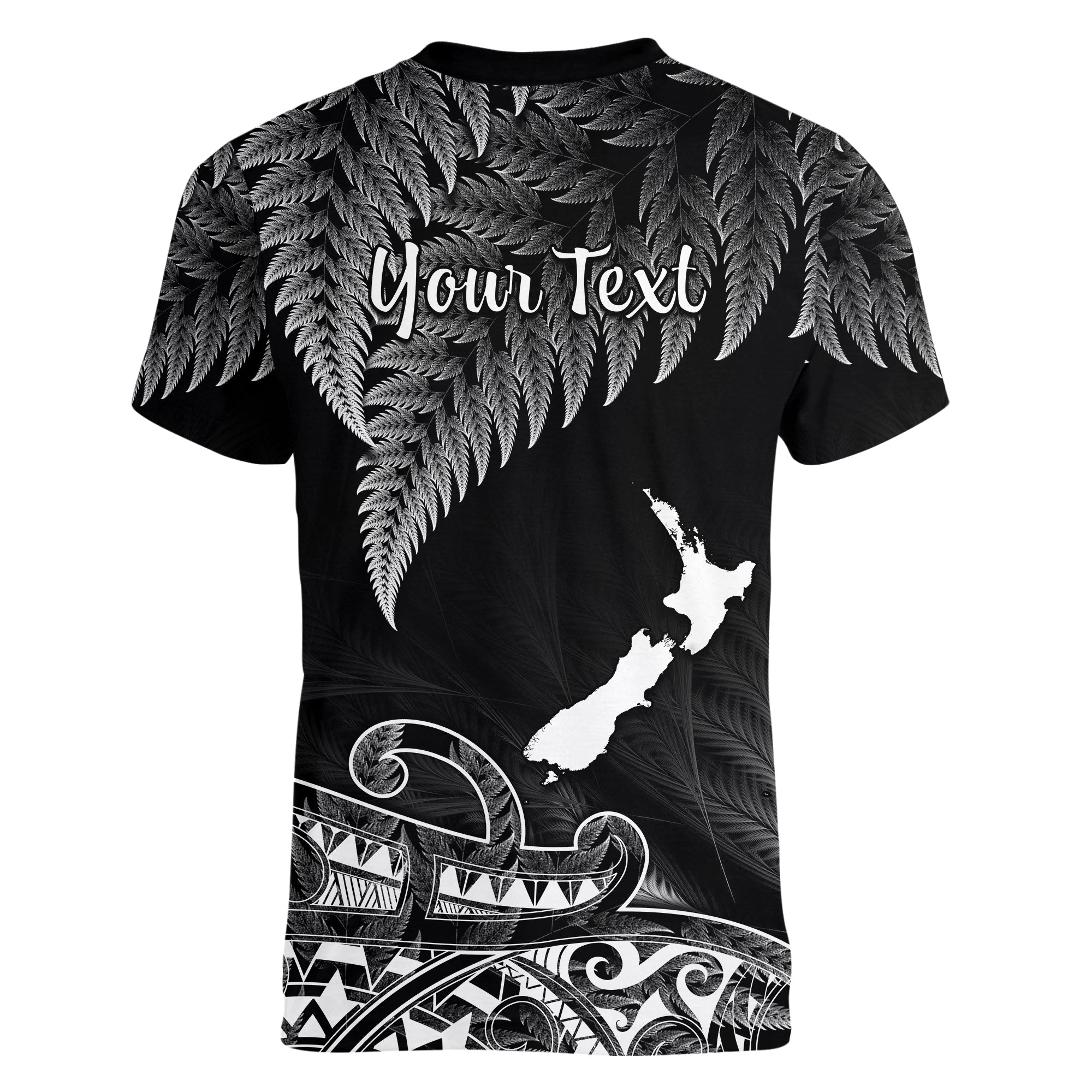 custom-personalised-new-zealand-silver-fern-v-neck-t-shirt-aotearoa-map-maori