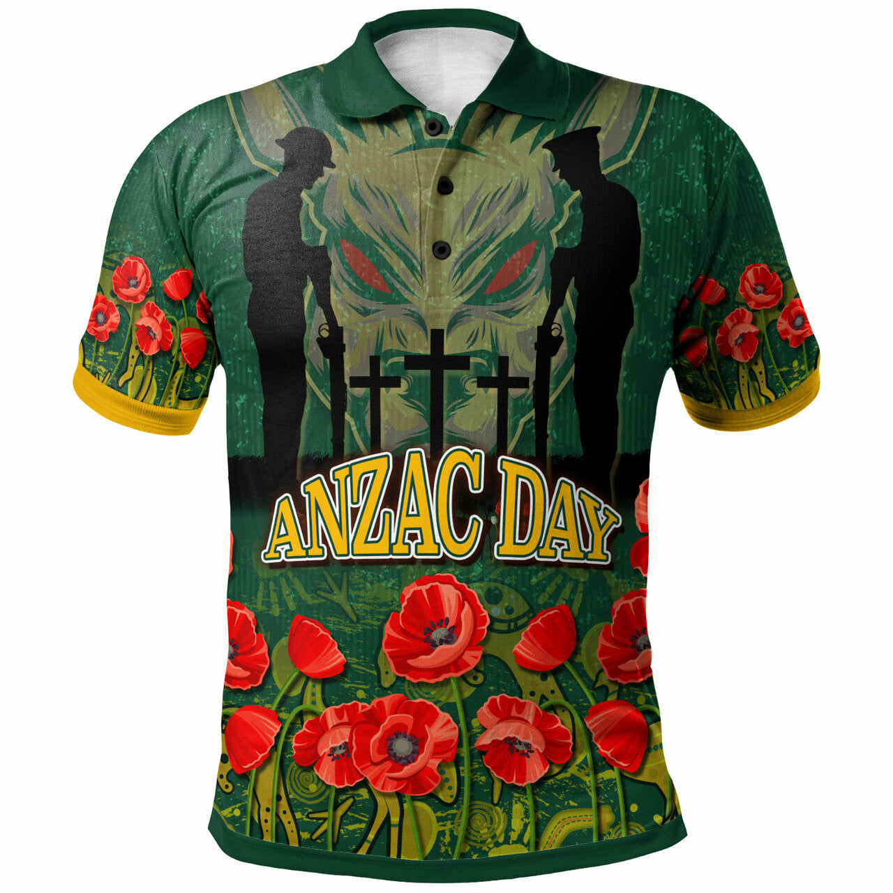 wallabies-rugby-polo-shirt-custom-anzac-wallabies-aboriginal-with-animals-polo-shirt
