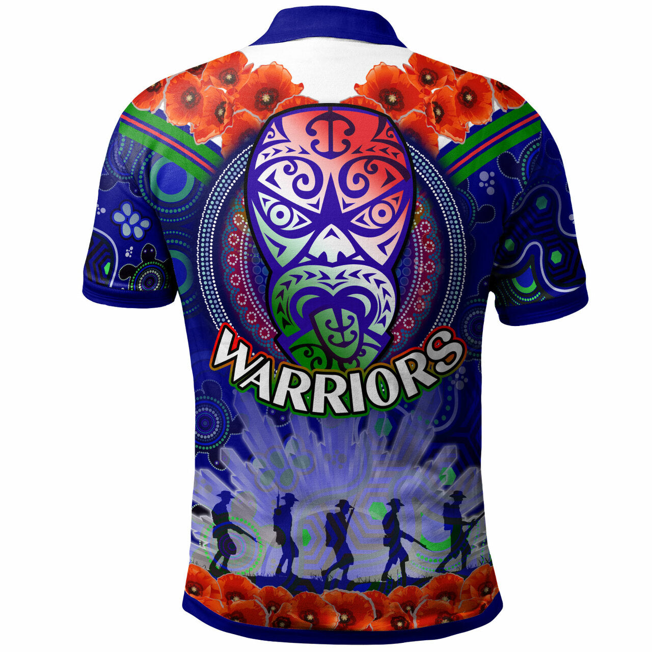 warriors-rugby-polo-shirt-custom-anzac-warriors-aboriginal-dot-art-vector-painting-with-turtle-polo-shirt